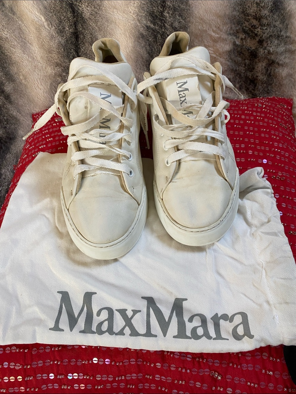 MaxMara Leather Logo Platform Sneakers